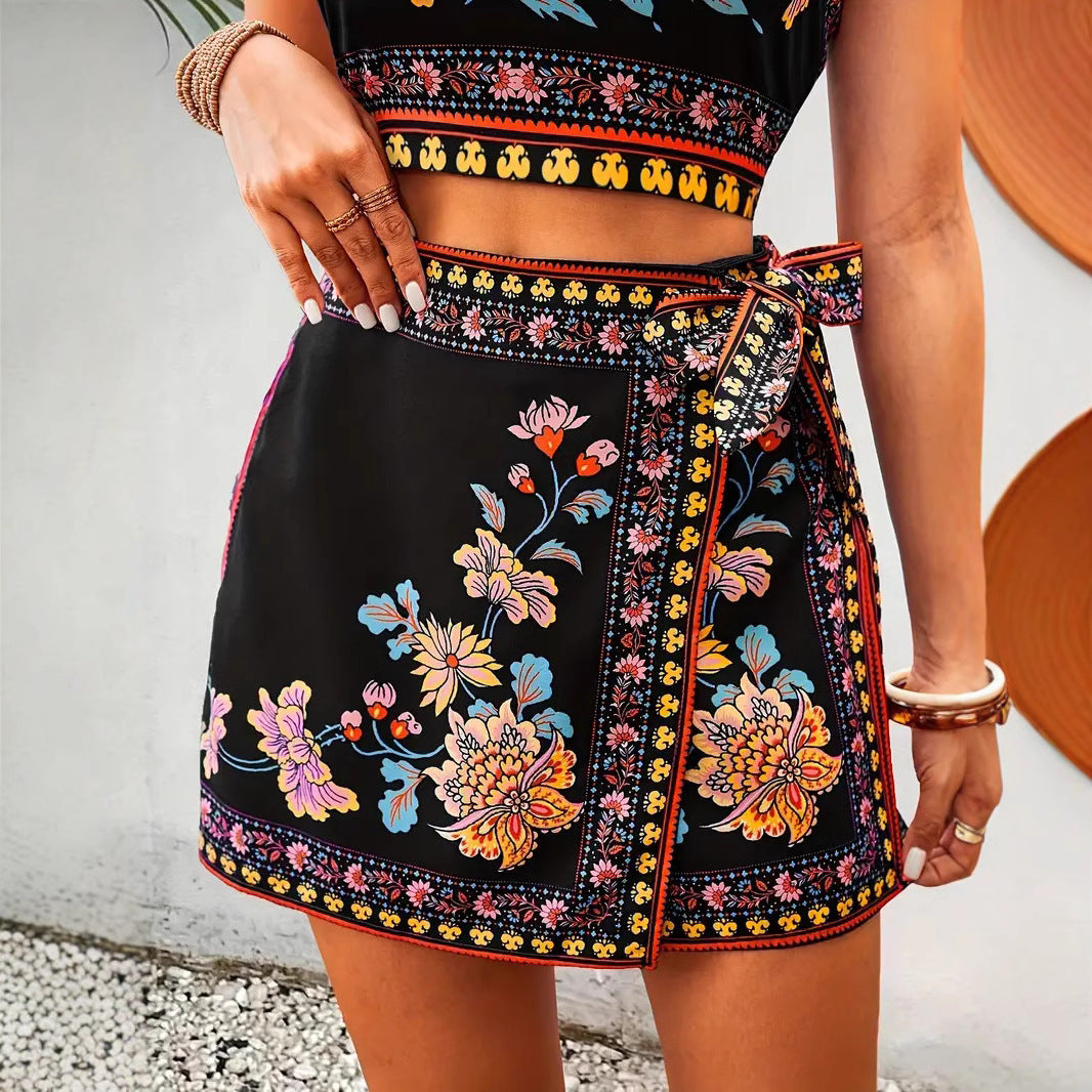 Women's Clothing Moderate Fake Ethnic Style Vest Shorts Set