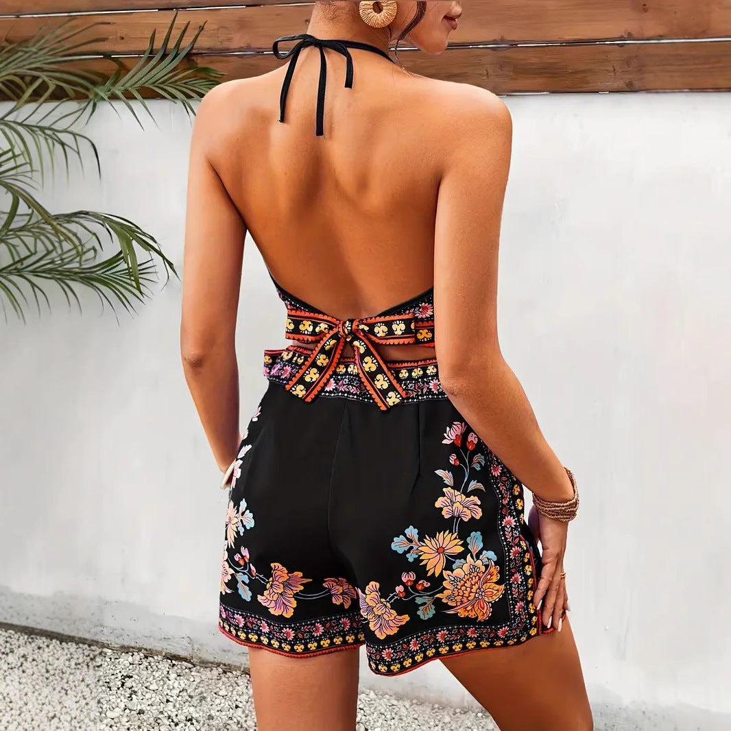 Women's Clothing Moderate Fake Ethnic Style Vest Shorts Set