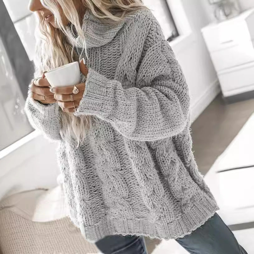 Women's Pullover Loose High Collar Sweater